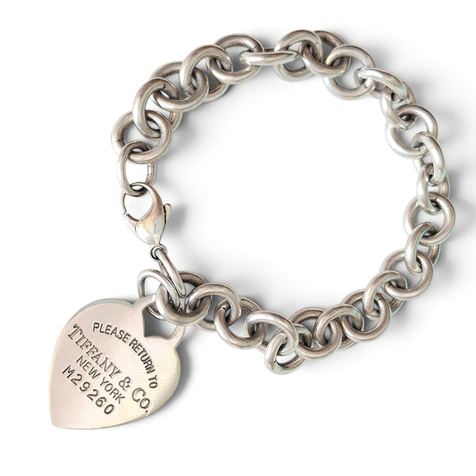 Vintage Return to Tiffany & Co Herzanhänger-Armband aus punziertem Sterlingsilber