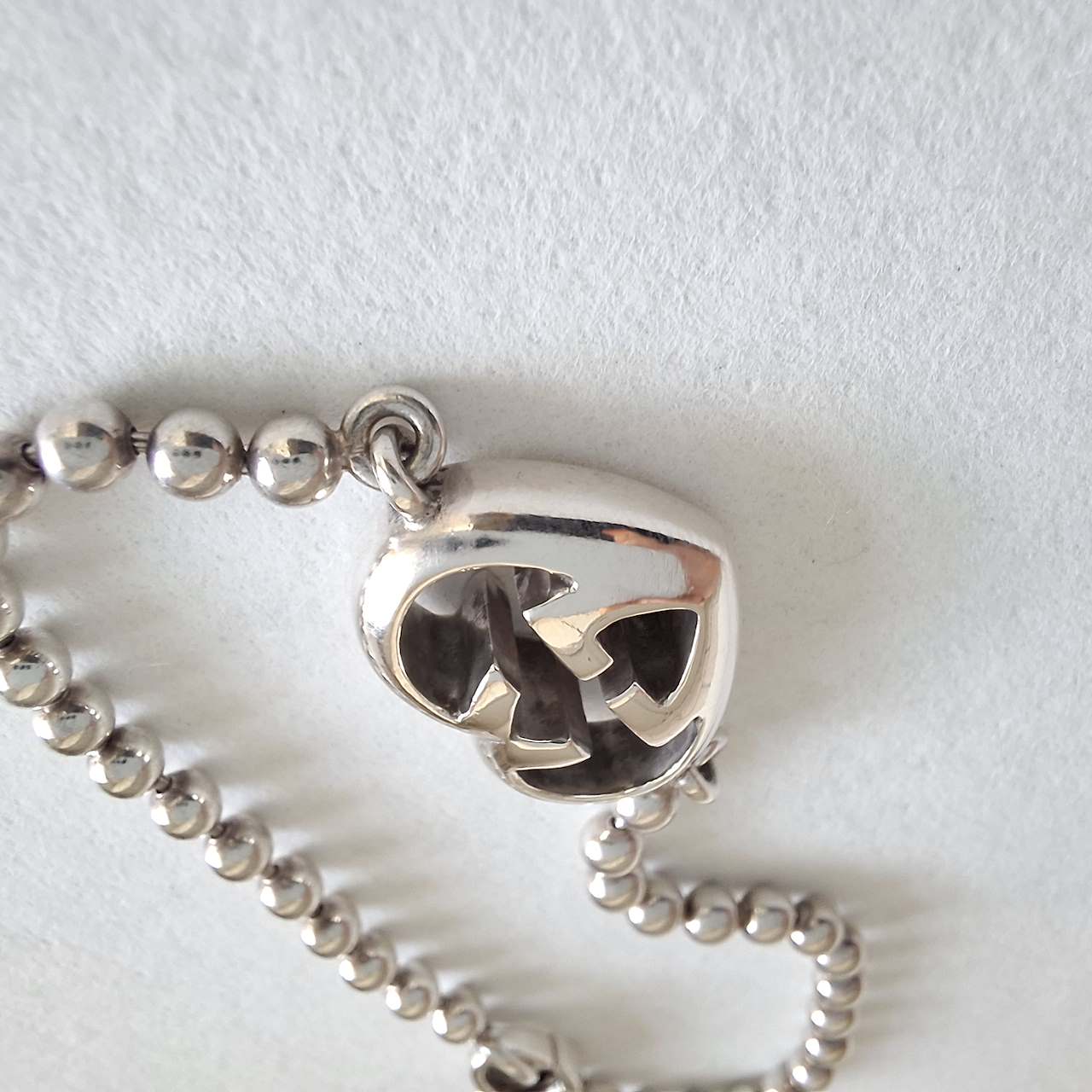 Gucci Love Britt Heart Boule Bead Bracelet in Hallmarked Sterling Silver Size 18
