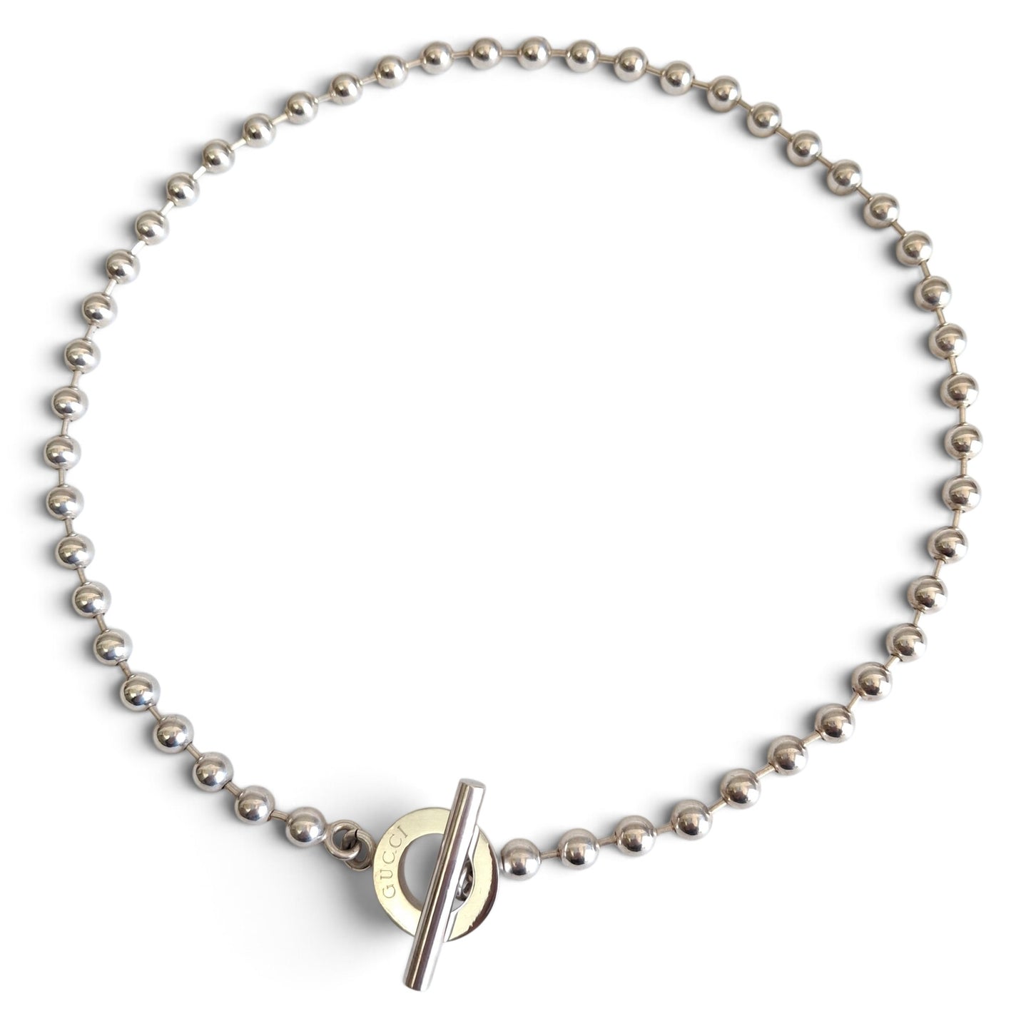 Gucci Toggle Clasp Boule Bead Necklace in Hallmarked Sterling Silver