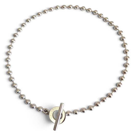 Gucci Toggle Clasp Boule Bead Necklace in Hallmarked Sterling Silver