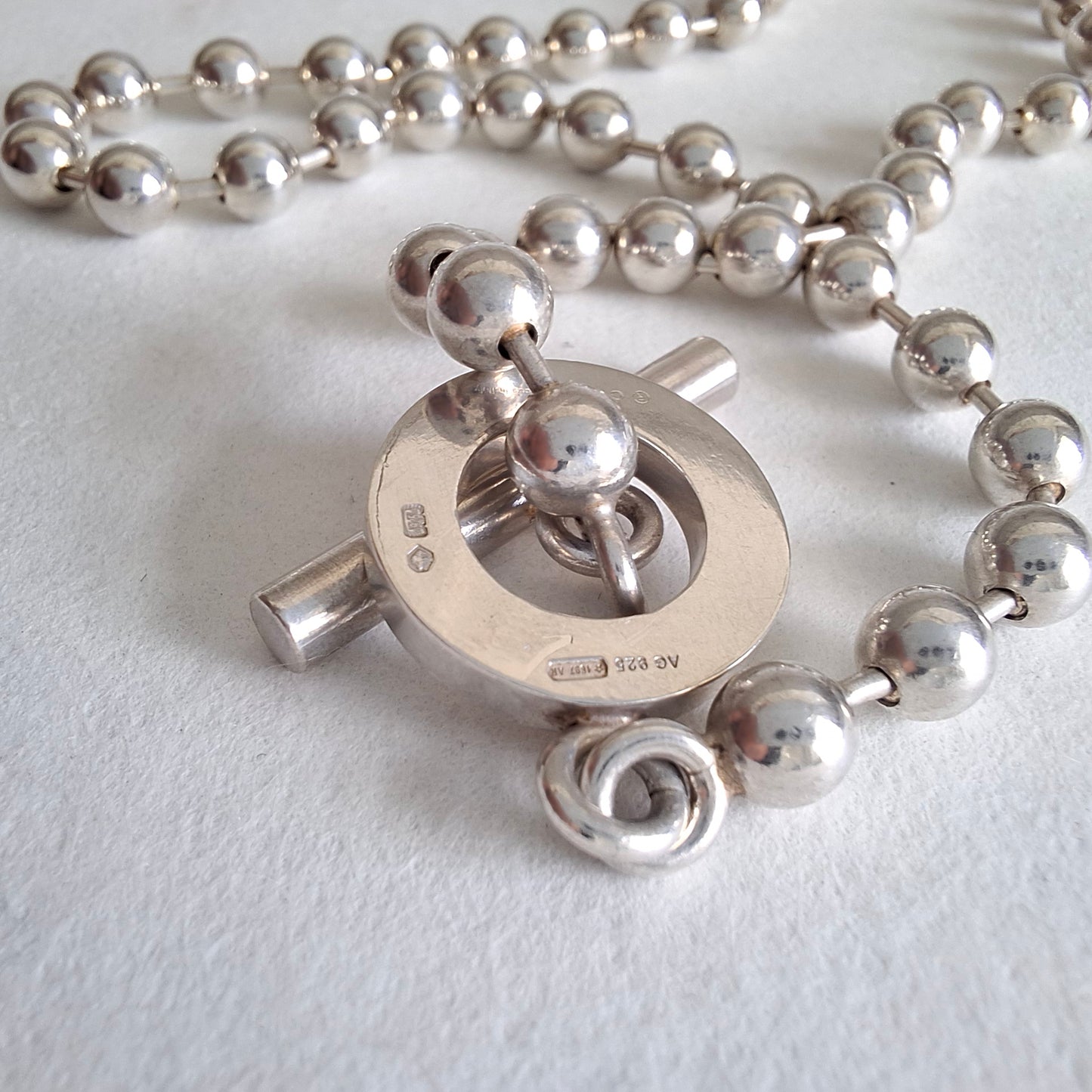 Gucci Toggle Clasp Boule Bead Necklace in Hallmarked Sterling Silver