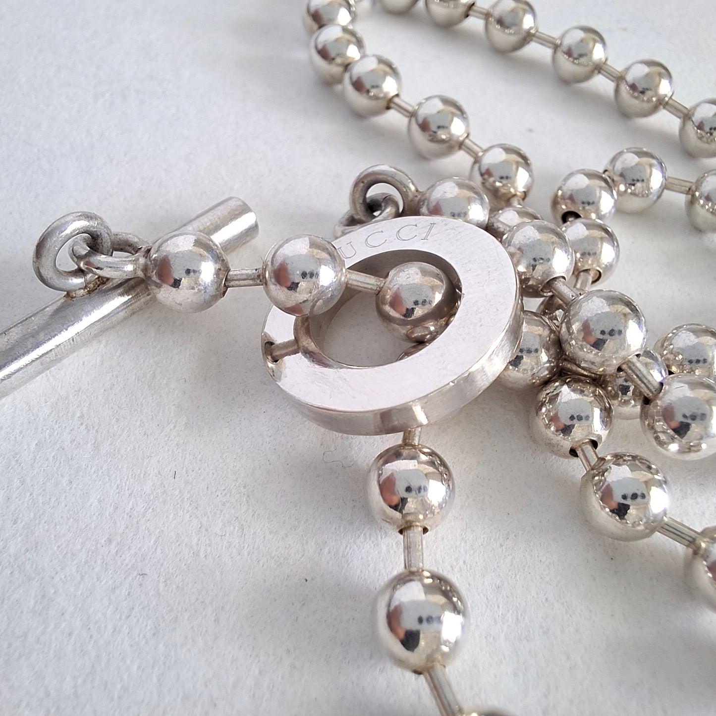 Gucci Toggle Clasp Boule Bead Necklace in Hallmarked Sterling Silver
