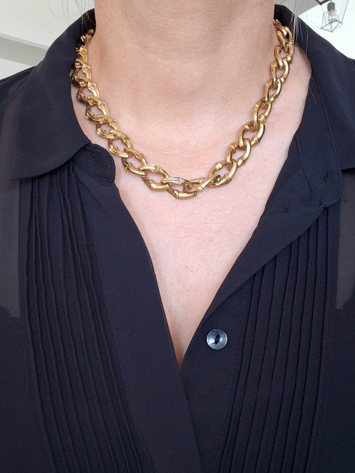 Vintage Yves Saint Laurent Gold Plated Chunky Link Necklace