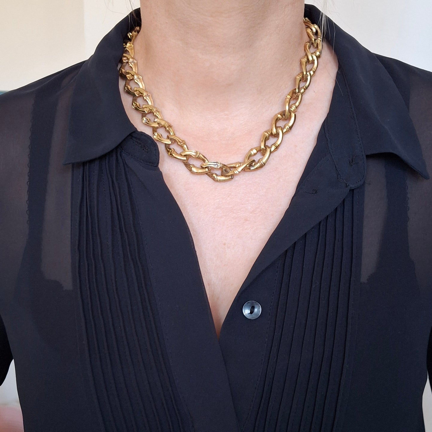 Vintage Yves Saint Laurent Gold Plated Chunky Link Necklace