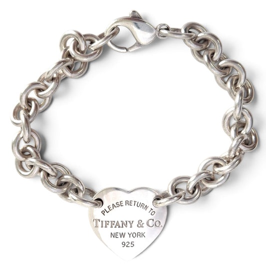 Vintage Bitte Zurücksenden an Tiffany & Co New York 925 Herzanhänger Armband aus punziertem Sterlingsilber