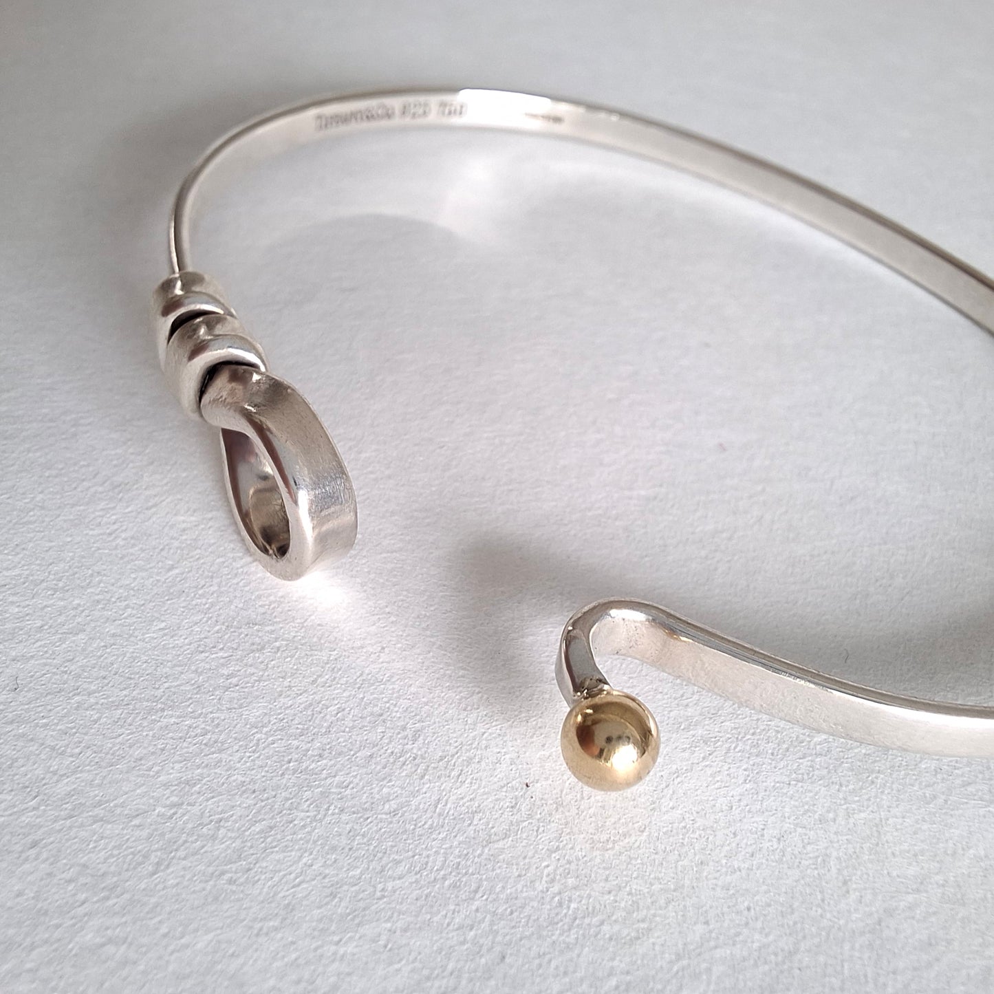Vintage Tiffany & Co Love Knot Bracelet in Hallmarked Sterling Silver with 18k Gold Detail