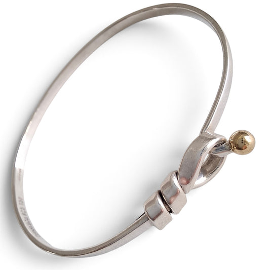 Vintage Tiffany & Co Love Knot Bracelet in Hallmarked Sterling Silver with 18k Gold Detail