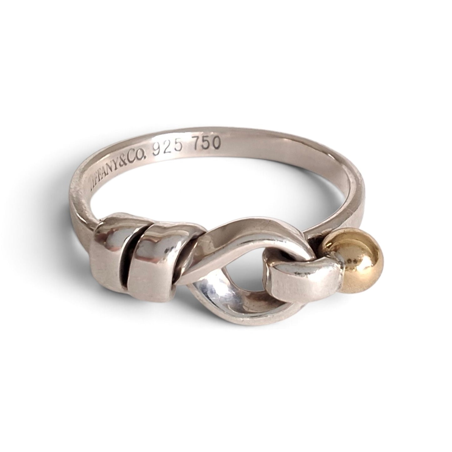 Vintage Tiffany & Co Love Knot Ring in Sterling Silver with 18k Gold Detail