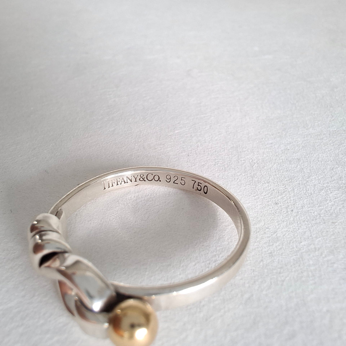 Vintage Tiffany & Co Love Knot Ring in Sterling Silver with 18k Gold Detail