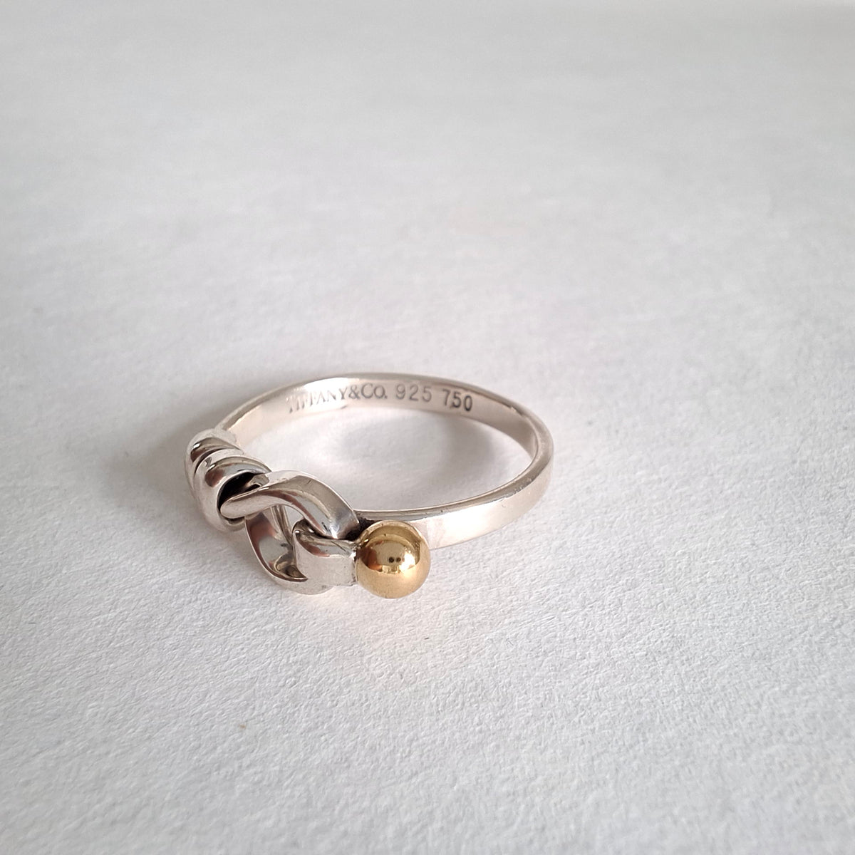 Vintage Tiffany & Co Love Knot Ring in Sterling Silver with 18k Gold Detail