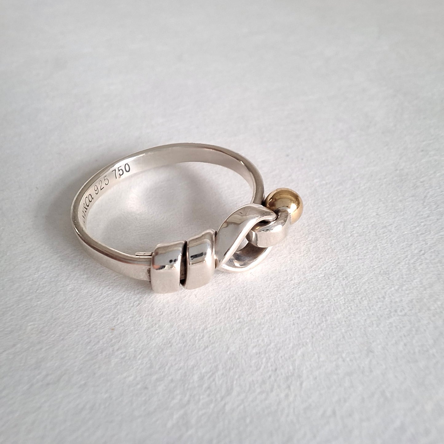 Vintage Tiffany & Co Love Knot Ring in Sterling Silver with 18k Gold Detail