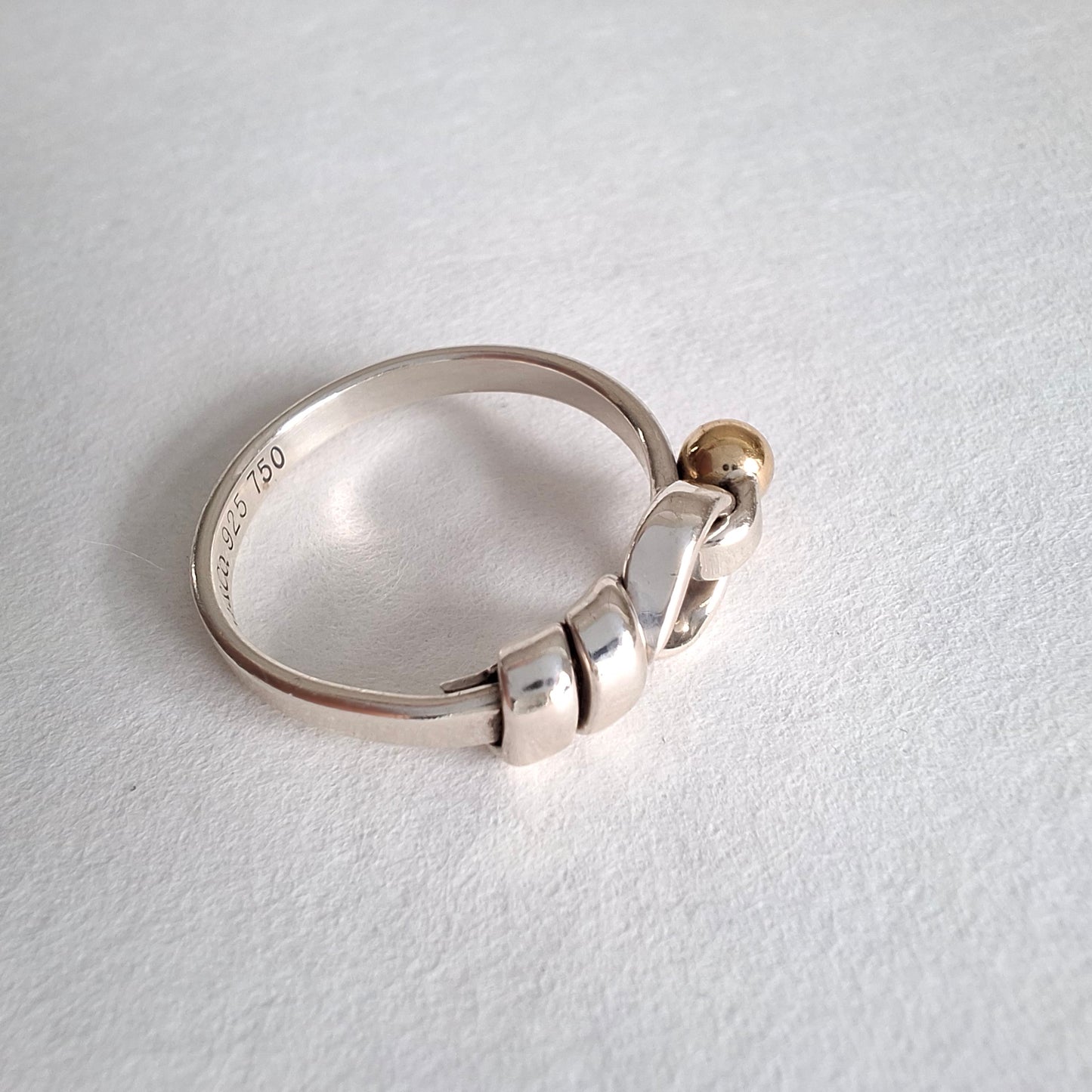 Vintage Tiffany & Co Love Knot Ring in Sterling Silver with 18k Gold Detail