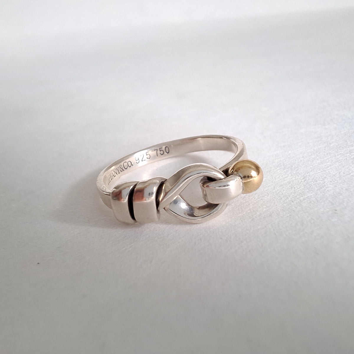 Vintage Tiffany & Co Love Knot Ring in Sterling Silver with 18k Gold Detail