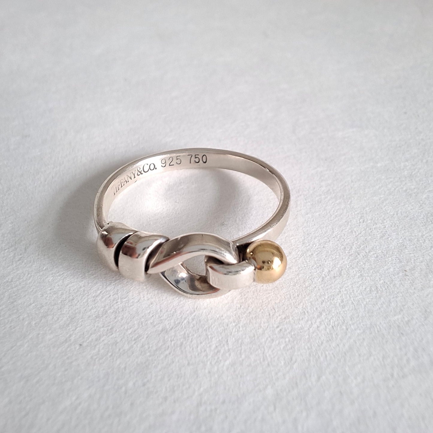Vintage Tiffany & Co Love Knot Ring in Sterling Silver with 18k Gold Detail