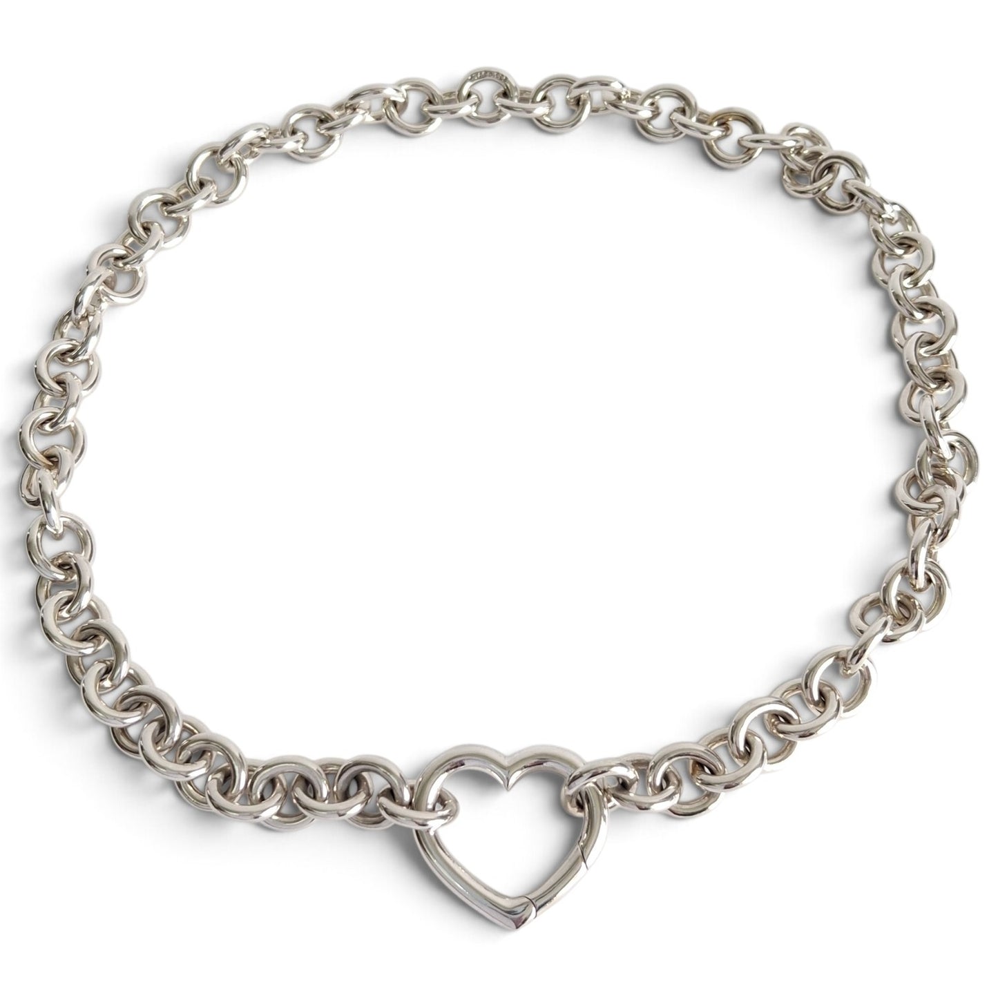 Tiffany & Co Open Heart Verschluss Love Lock 10mm Gliederketten-Halskette aus Sterlingsilber 45 cm
