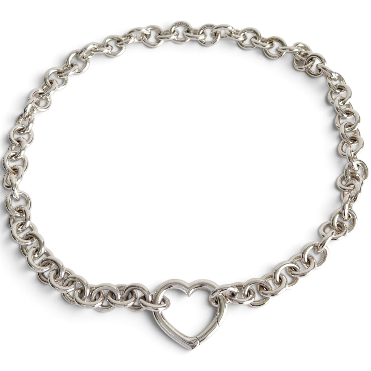Tiffany & Co Open Heart Verschluss Love Lock 10mm Gliederketten-Halskette aus Sterlingsilber 45 cm
