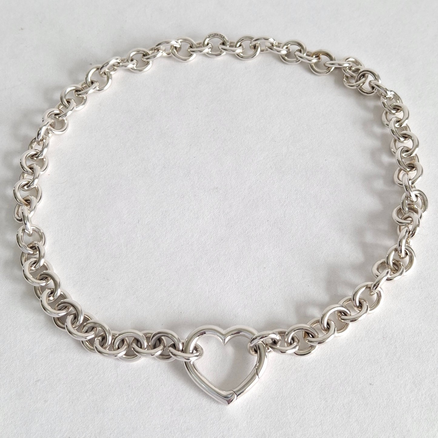 Tiffany & Co Open Heart Verschluss Love Lock 10mm Gliederketten-Halskette aus Sterlingsilber 45 cm