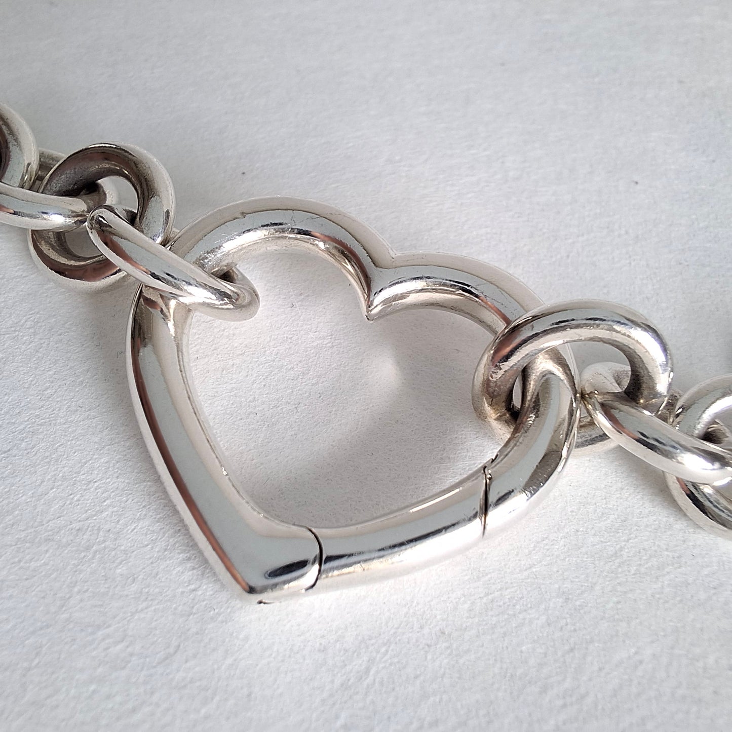 Tiffany & Co Open Heart Verschluss Love Lock 10mm Gliederketten-Halskette aus Sterlingsilber 45 cm