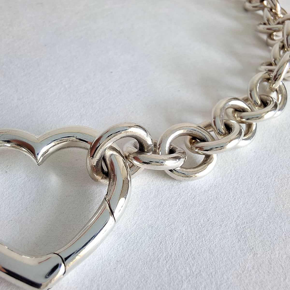 Tiffany & Co Open Heart Verschluss Love Lock 10mm Gliederketten-Halskette aus Sterlingsilber 45 cm