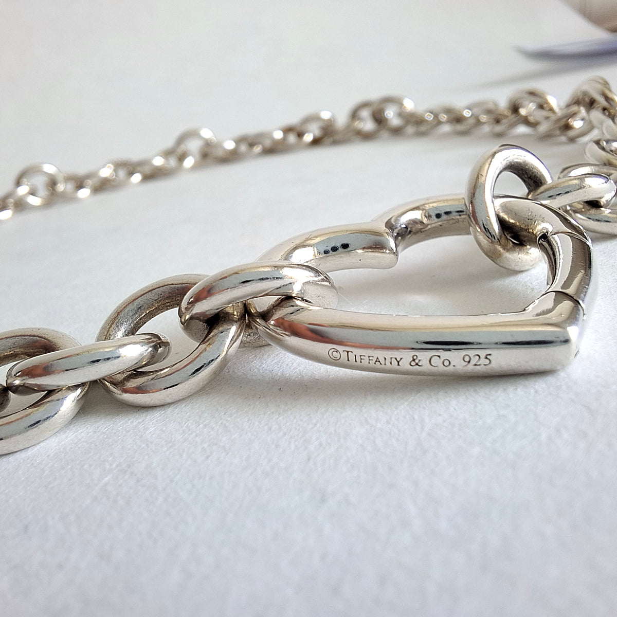 Tiffany & Co Open Heart Verschluss Love Lock 10mm Gliederketten-Halskette aus Sterlingsilber 45 cm