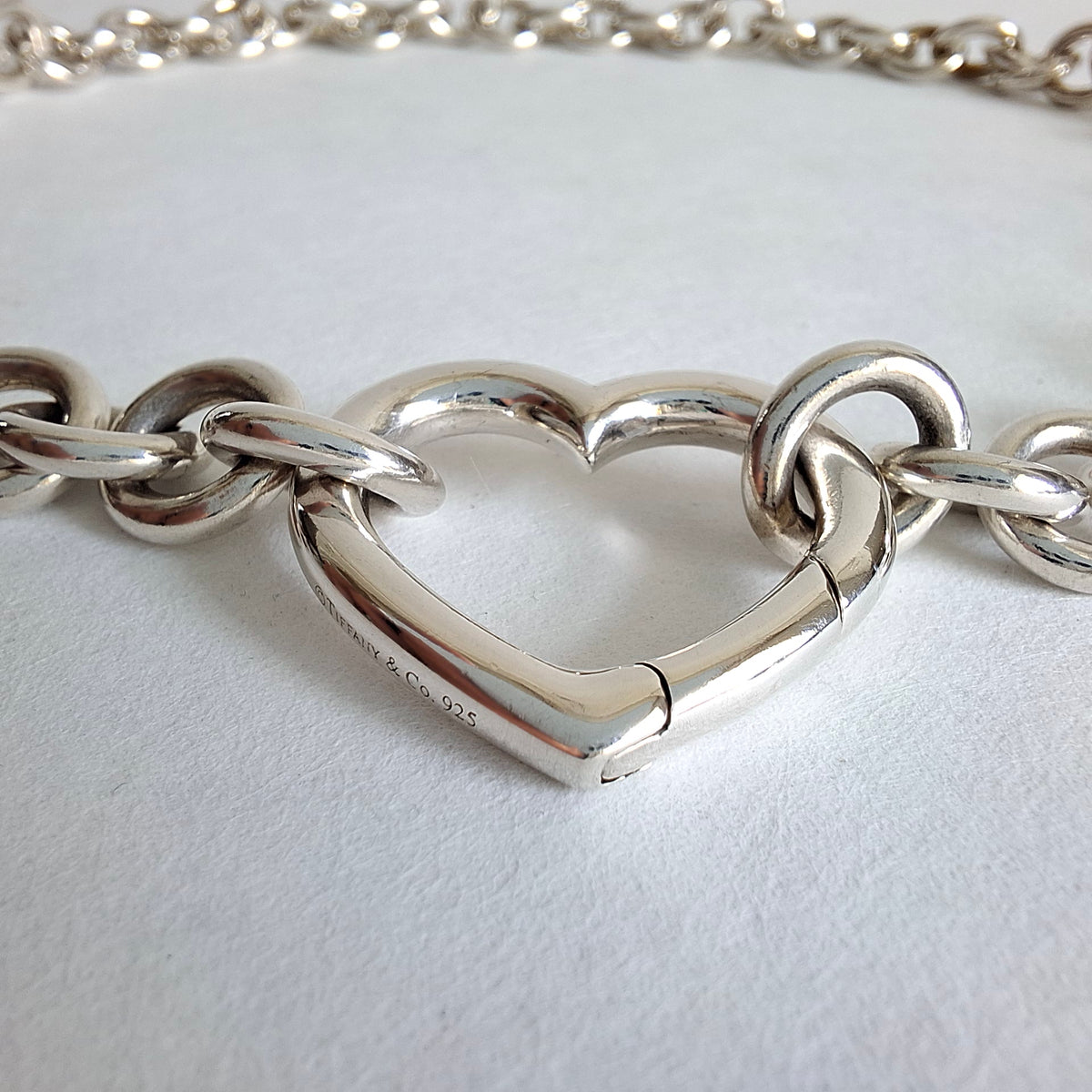 Tiffany & Co Open Heart Verschluss Love Lock 10mm Gliederketten-Halskette aus Sterlingsilber 45 cm