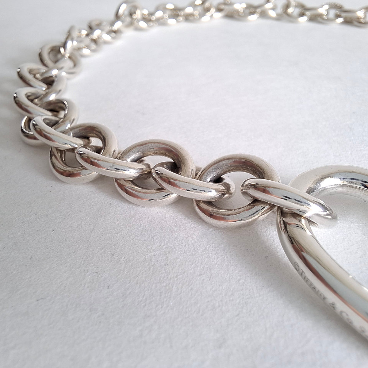 Tiffany & Co Open Heart Verschluss Love Lock 10mm Gliederketten-Halskette aus Sterlingsilber 45 cm