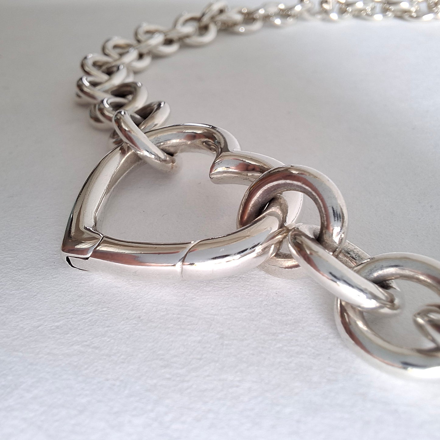 Tiffany & Co Open Heart Verschluss Love Lock 10mm Gliederketten-Halskette aus Sterlingsilber 45 cm