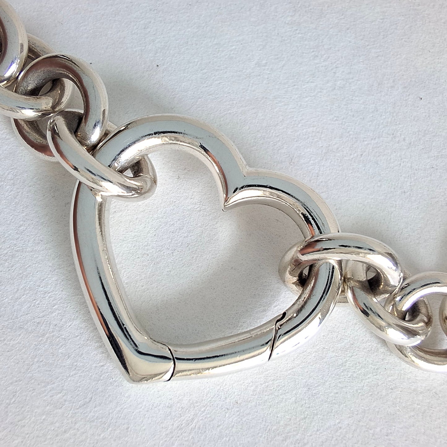 Tiffany & Co Open Heart Verschluss Love Lock 10mm Gliederketten-Halskette aus Sterlingsilber 45 cm