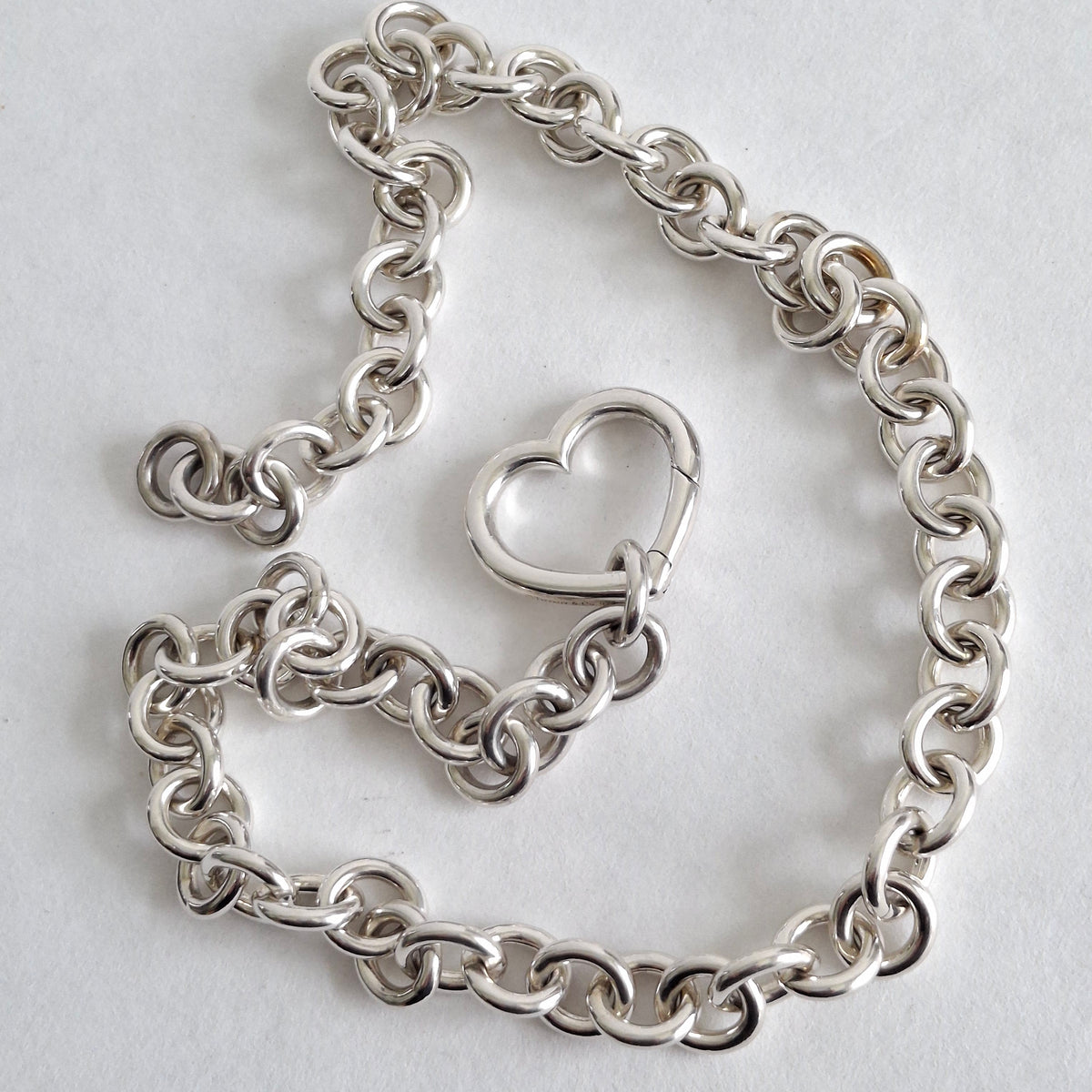 Tiffany & Co Open Heart Verschluss Love Lock 10mm Gliederketten-Halskette aus Sterlingsilber 45 cm
