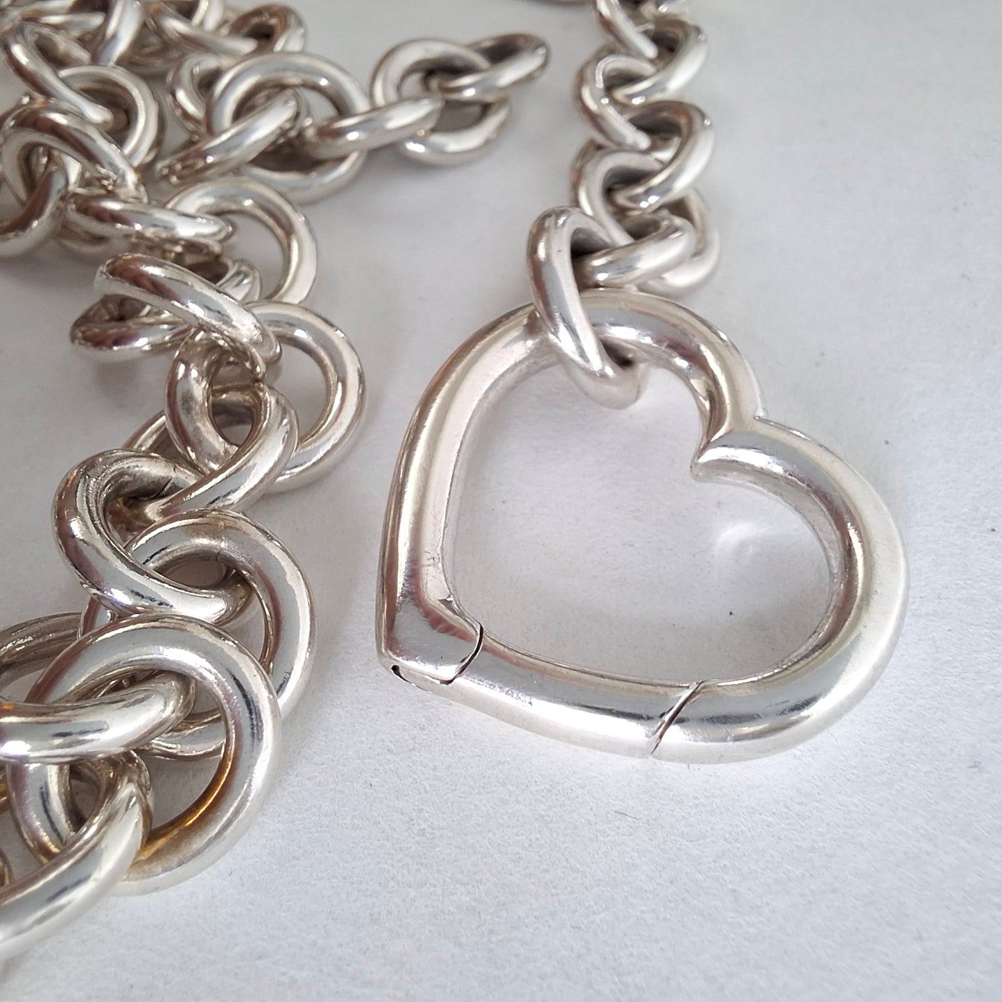 Tiffany & Co Open Heart Verschluss Love Lock 10mm Gliederketten-Halskette aus Sterlingsilber 45 cm