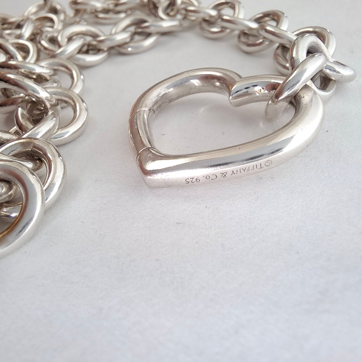 Tiffany & Co Open Heart Verschluss Love Lock 10mm Gliederketten-Halskette aus Sterlingsilber 45 cm