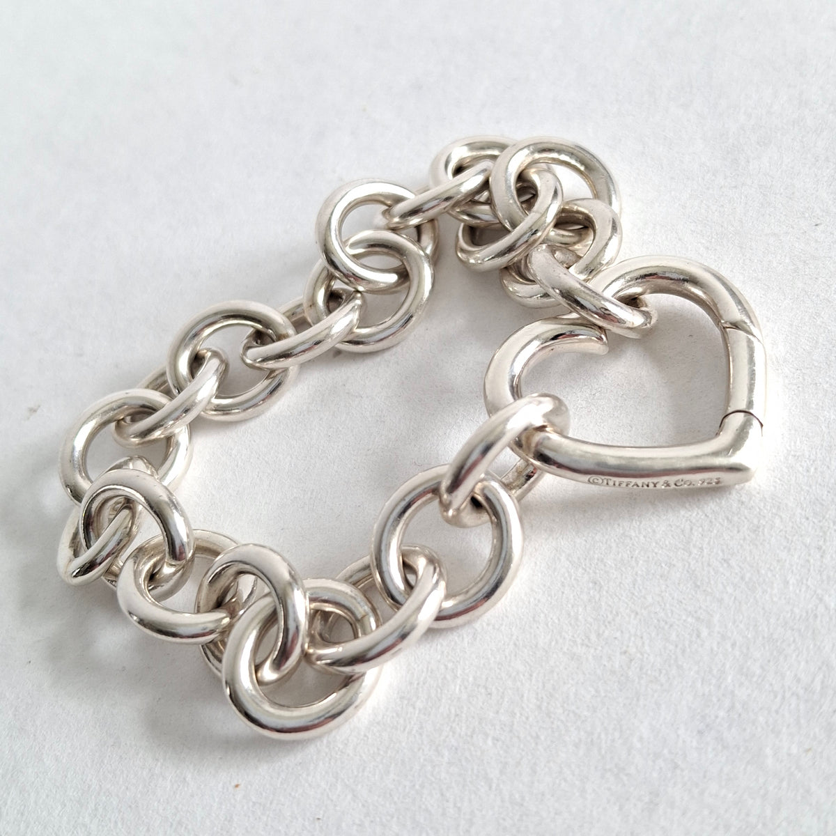 Tiffany & Co Sterling Silber Open Heart Love Lock Herzverschluss Armband mit großen 14mm Kettengliedern