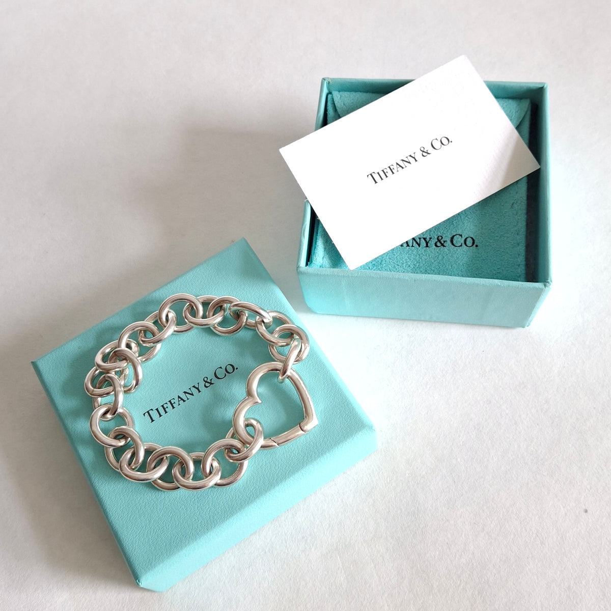 Tiffany & Co Sterling Silber Open Heart Love Lock Herzverschluss Armband mit großen 14mm Kettengliedern
