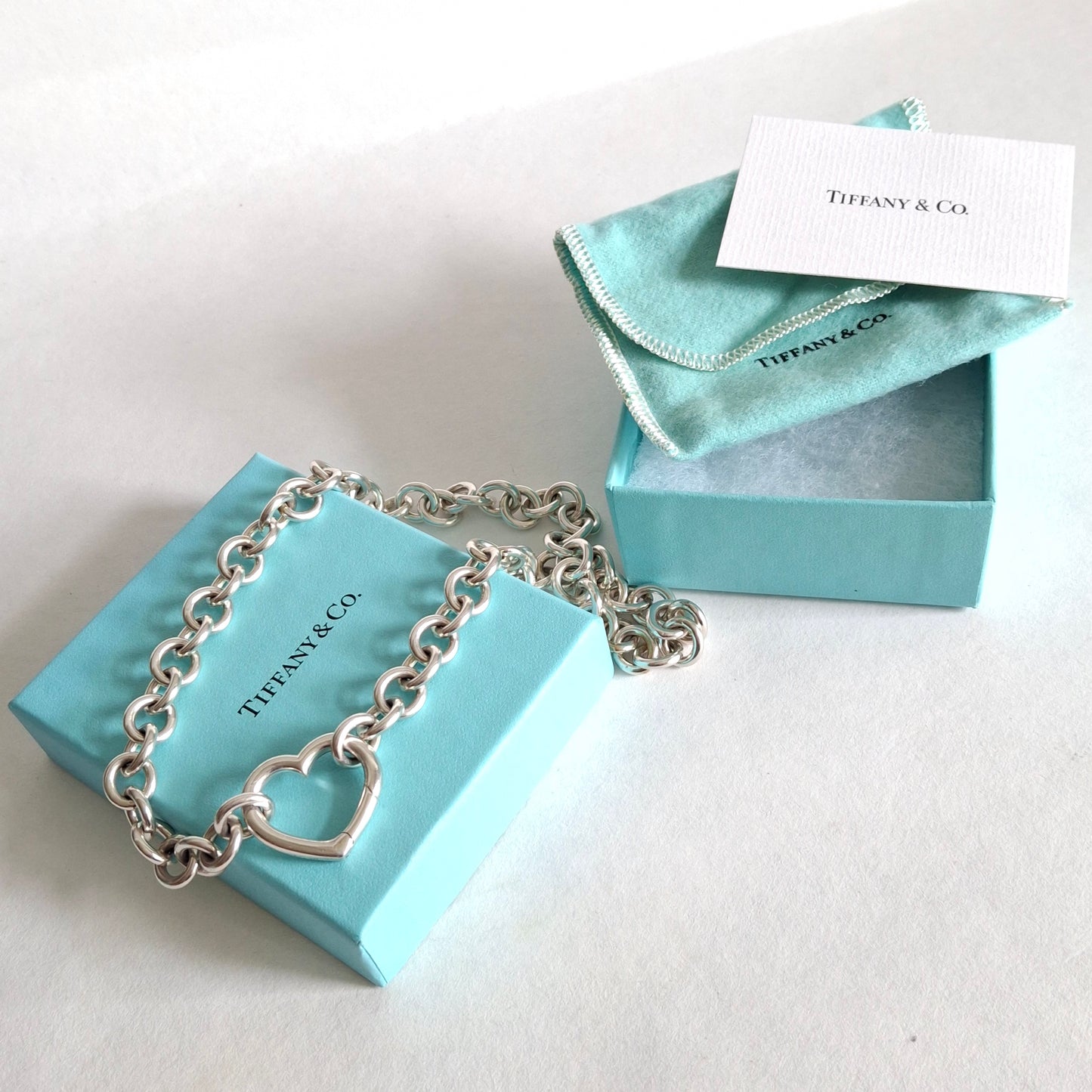 Tiffany & Co Open Heart Verschluss Love Lock 10mm Gliederketten-Halskette aus Sterlingsilber 45 cm