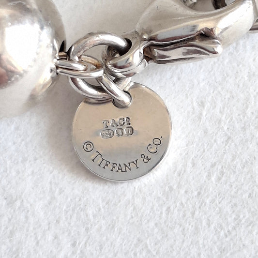 Vintage Tiffany & Co Hardwear 10mm Bead Necklace in Hallmarked Sterling Silver