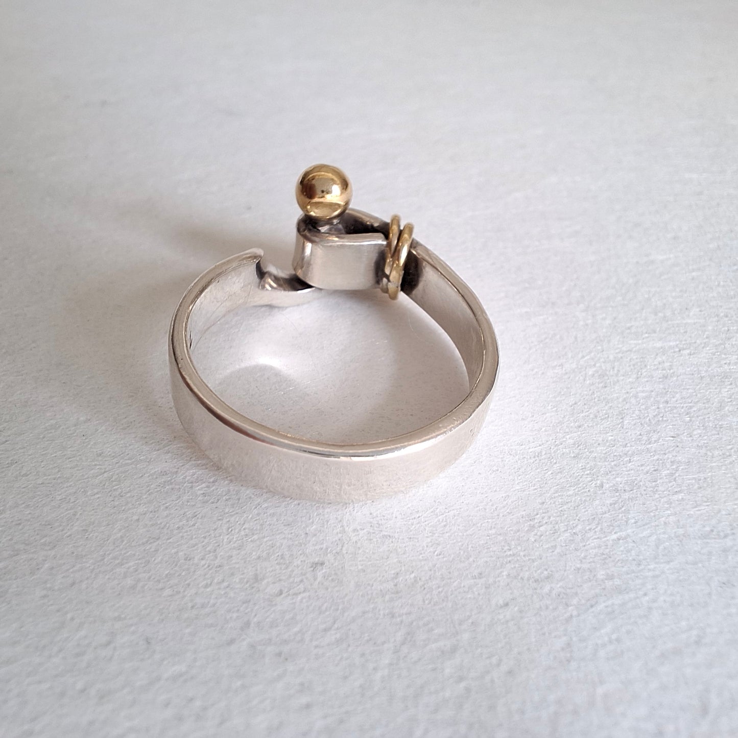 Vintage Tiffany & Co Sterling Silver and 18k Gold Hook and Eye Ring with Box and Pouch