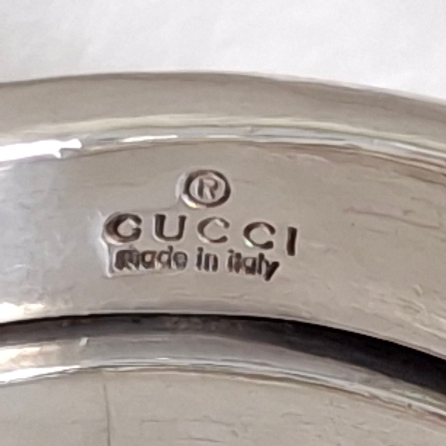 Vintage Gucci Markenzeichen Logo Spiralring aus punziertem Sterlingsilber UK Größe J US Größe 5
