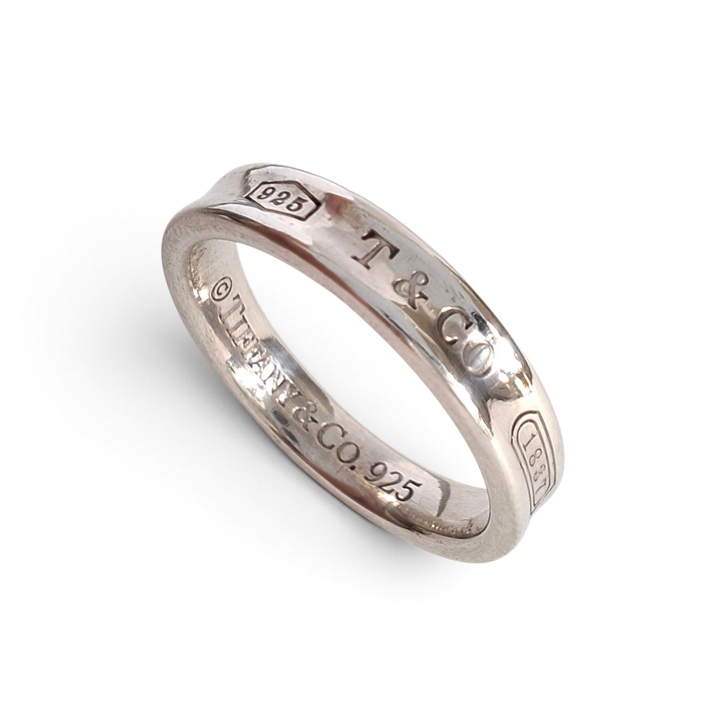 Tiffany & Co 1837 Narrow Band Ring in Sterling Silver UK size N 1/2 US 7.5