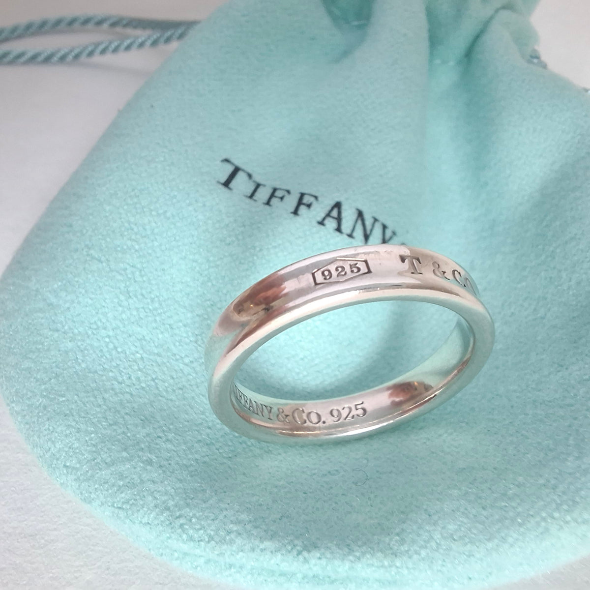 Tiffany & Co 1837 Narrow Band Ring in Sterling Silver UK size N 1/2 US 7.5