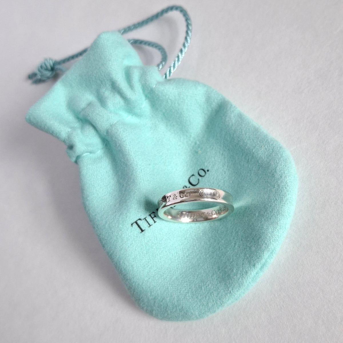 Tiffany & Co 1837 Narrow Band Ring in Sterling Silver UK size N 1/2 US 7.5