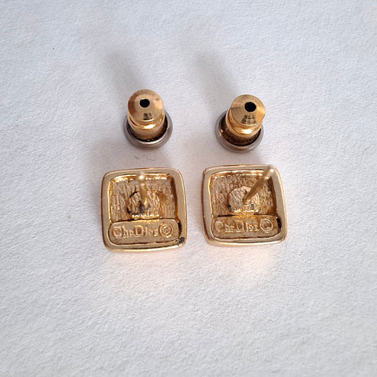 Vintage Christian Dior Crystal Stud Earrings for Pierced Ears