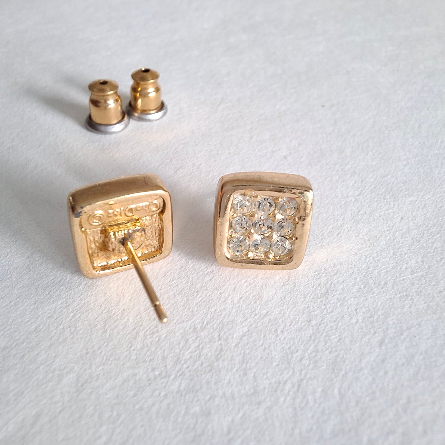 Vintage Christian Dior Crystal Stud Earrings for Pierced Ears