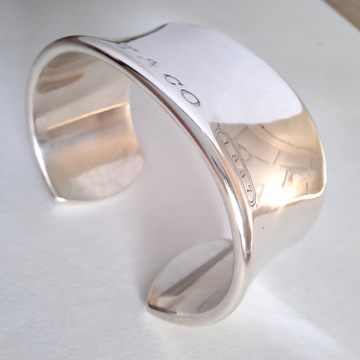 Vintage Tiffany & Co 1837 Wide Cuff Bracelet in Hallmarked Sterling Silver