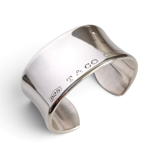 Vintage Tiffany & Co 1837 Wide Cuff Bracelet in Hallmarked Sterling Silver