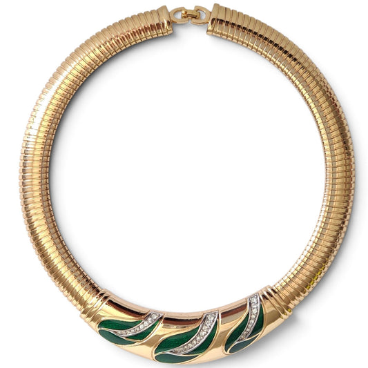 Vintage Christian Dior Muguet Gold Plated Omega Link Necklace