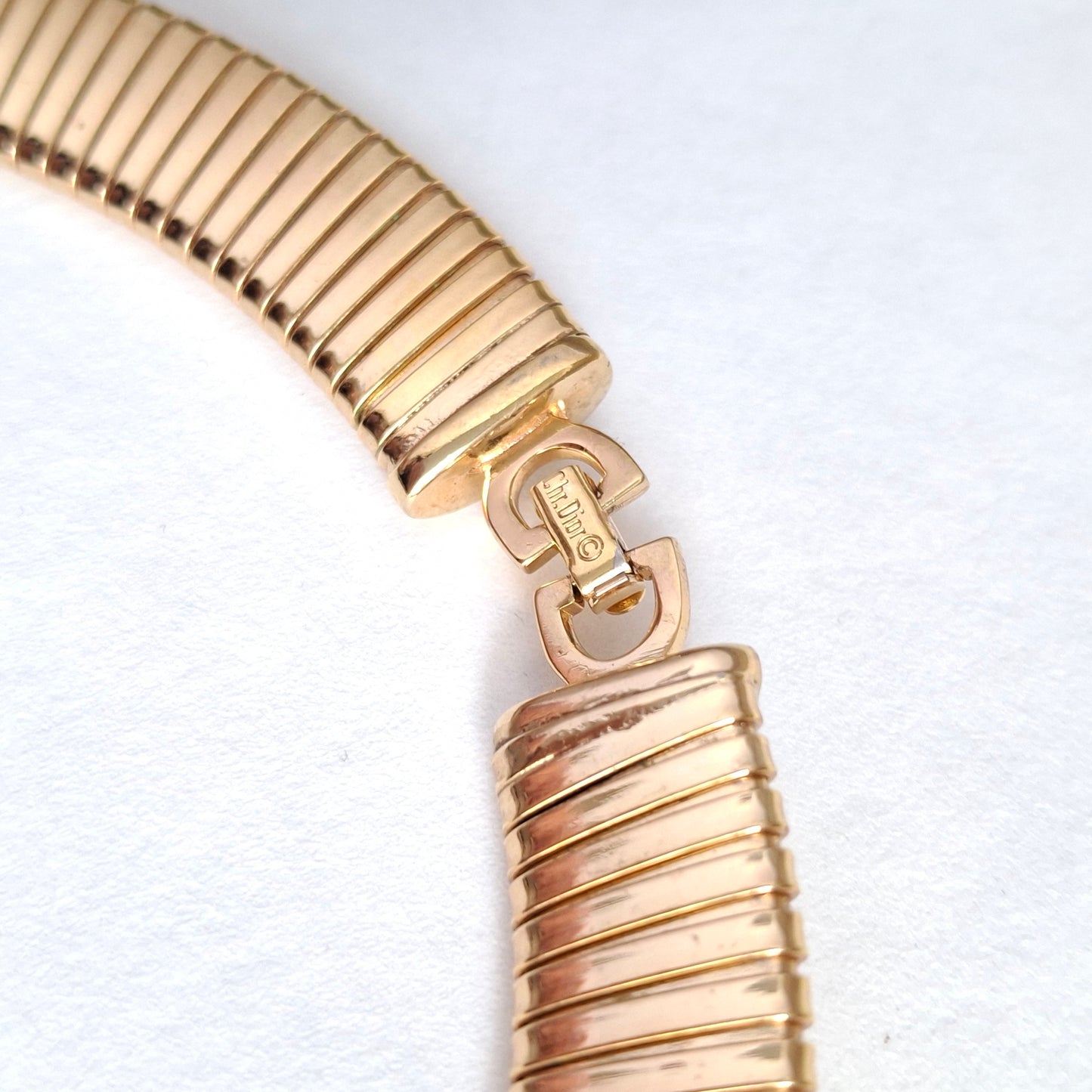 Vintage Christian Dior Muguet Gold Plated Omega Link Necklace