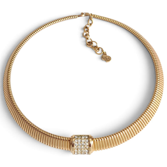 Vintage Christian Dior Gold Plated Omega Link Necklace