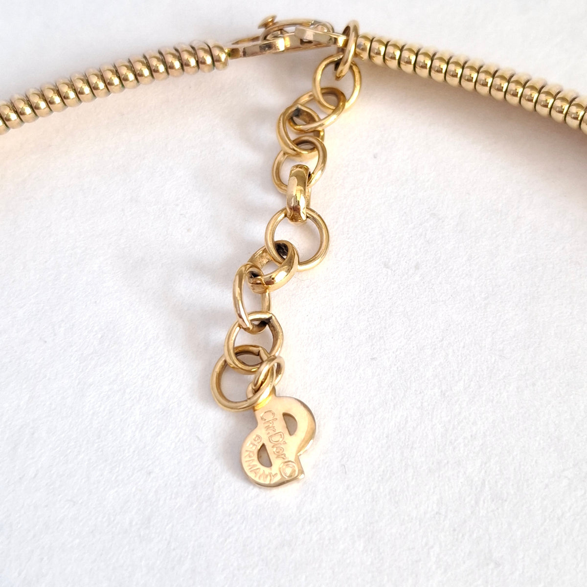 Vintage Christian Dior Gold Plated Omega Link Necklace