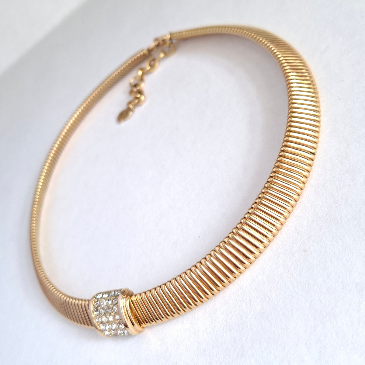 Vintage Christian Dior Gold Plated Omega Link Necklace