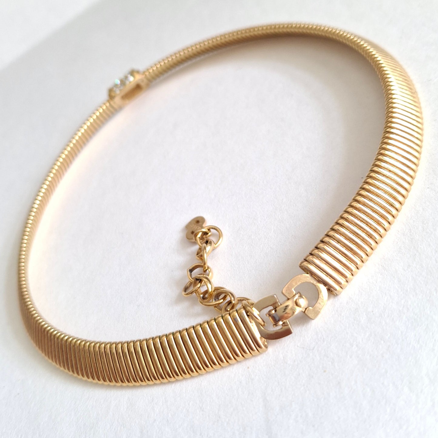 Vintage Christian Dior Gold Plated Omega Link Necklace